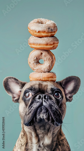 Dog Balancing Donuts: Comical Moment of Canine Self-Restraint Captured in Amusing Photo