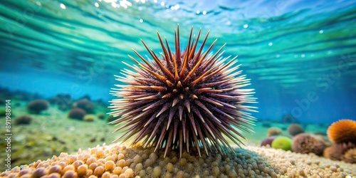 Close up of pencil urchin in the crystal clear waters of Maui, ocean life, ocean floor, pencil urchin, underwater, marine creature