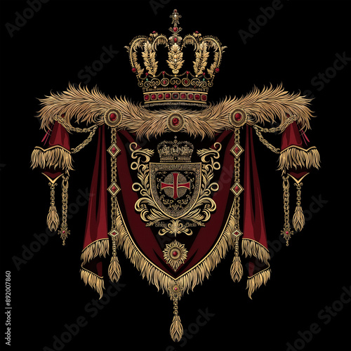 The Medieval heraldic royal mantle with crown, Illustration