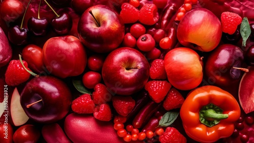 Red fruit and vegetable background