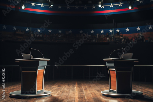 generated illustration united state presidential debate on the stage