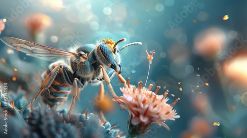 A whimsical illustration of a wasp queen presiding over a banquet.