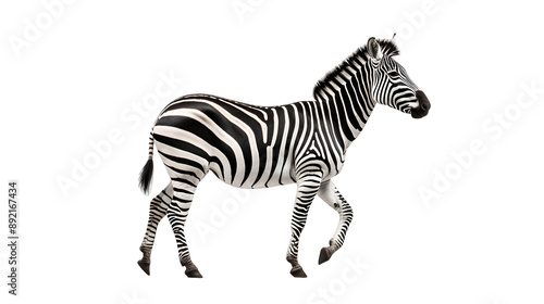 Walking zebra isolated studio shot