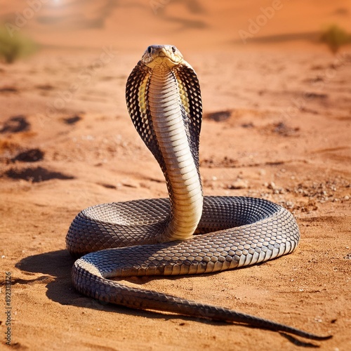 Cobra snake in desert, AI generated