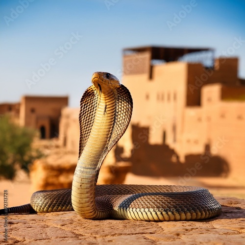 Cobra snake in desert, AI generated