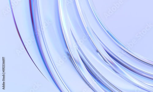 Abstract glass shape with colorful refraction effect, 3d render