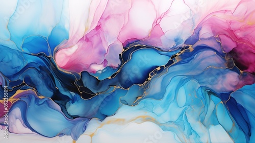 Alcohol ink. Style incorporates the swirls of marble or the ripples of agate. Abstract painting, can be used as a trendy background for wallpapers, posters, cards, invitations 