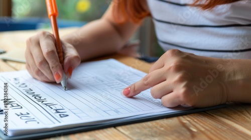 Woman Filling Out a Form