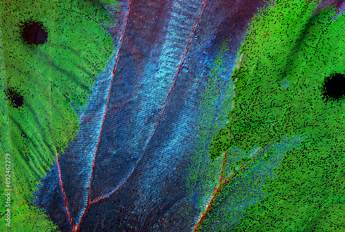 texture of tropical butterfly wings. abstract pattern of butterfly wings close-up