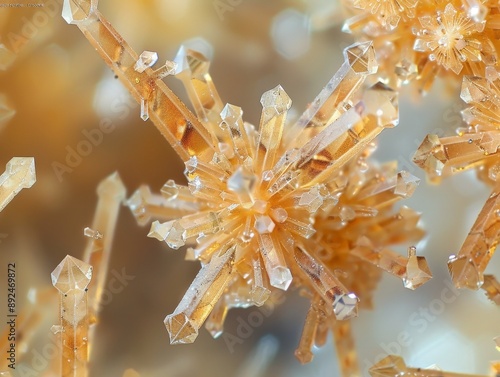 Macro Close-up of Aragonite Crystals Showing Needle-like Structures and Radiating Patterns with High-Resolution and Accurate Lighting