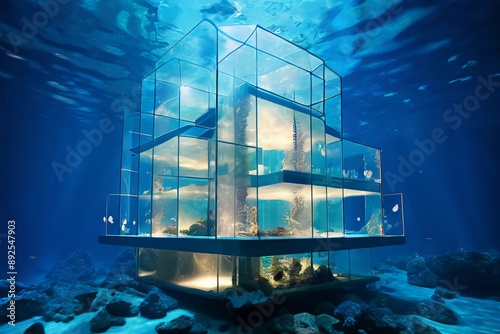 2100, future, city, nature, underwater city, city sinking, miniature, glass, building, house, future house, 