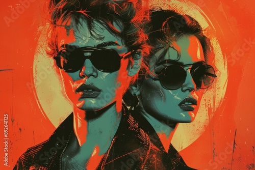 Vintage pop art poster in 90s nineties style