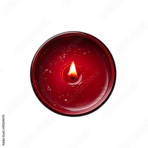 red burning candle png. red candle isolated. scented candle top view png