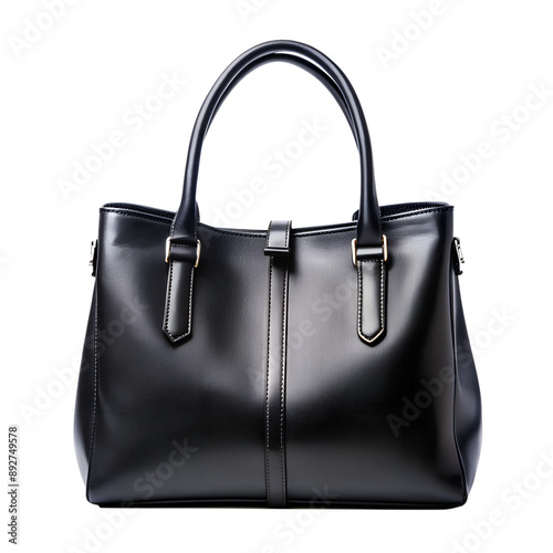 simple black leather women bag isolated