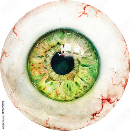 scary halloween creepy eye ball eyeball anatomy optic organ spooky horror watercolor clipart isolated