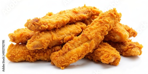 Crispy Fried Chicken Tenders on a White Background, chicken tenders , fried food , fast food , crispy