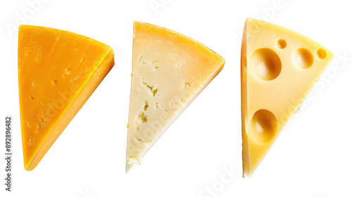 Cheddar, Mozzarella, And Gouda Cheese Slices For Sandwich Making isolated on transparent background. Generative ai