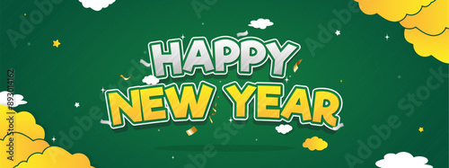 Happy New Year Vector Banner Template for New Year Greeting and Wishes 