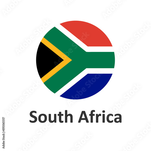 South Africa flag in circle shape with word SOUTH AFRICA