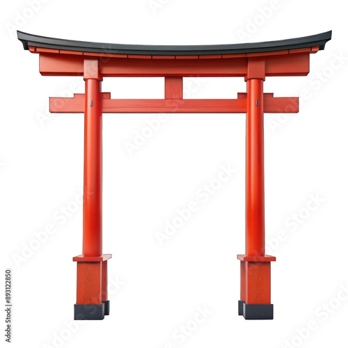 Japanese torii arch gate isolated on transparent background