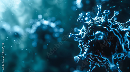 Futuristic bacteria and viruses, microscopic view background