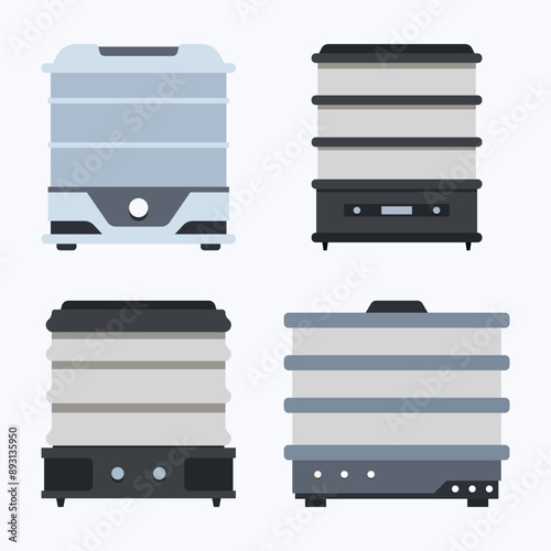 Food dehydrators machines vector cartoon set isolated on a white background.