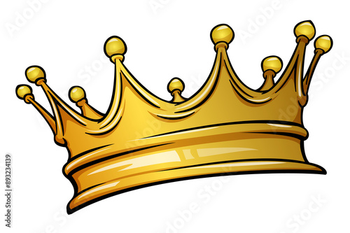 Golden crown mascot. Vector illustration isolated on white background. Good for logos, icons, posters, stickers.