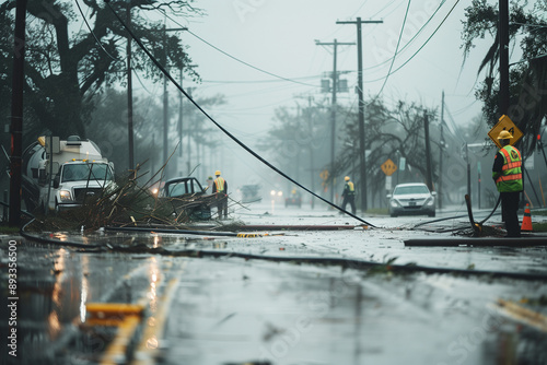 Aftermath of severe storm with damaged property