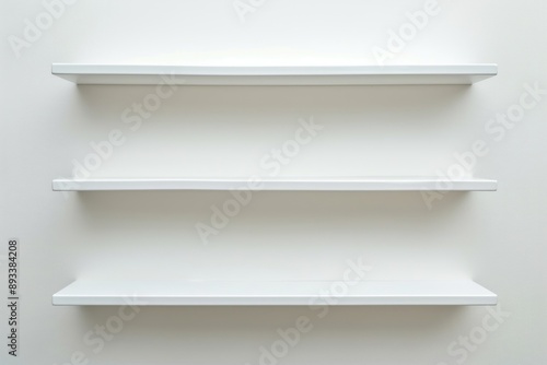 Empty wall shelves on white