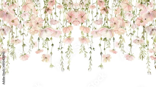 Delicate hanging pastel flowers illustration