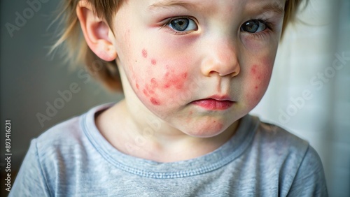 Closeup of a child's afflicted skin with redness, swelling, and scratch marks, illustrating the painful struggle with atopic dermatitis.