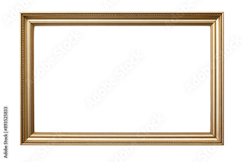 sleek and modern gold metal picture frame with a slightly wider border, isolated on a white background