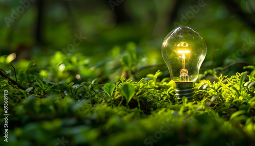 Lampadina ecologica verde, concetto di energia pulita