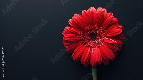 Blooming Red Gerbera Daisy from Above