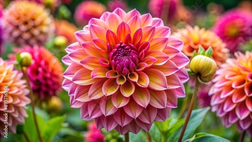 A beautiful dalia flower blooms