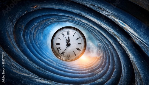 Depiction of time travel and a worm hole