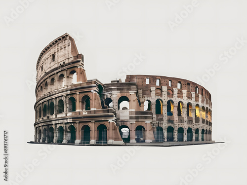 Roma Italia, coliseo aislado en fondo blanco