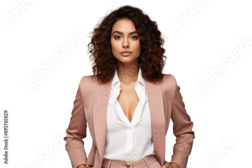 Young woman in trendy outfit striking a confident pose Isolated on white background