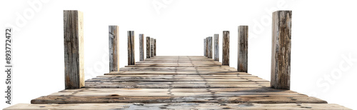 Weathered wooden pier, cut out