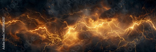 Energetic flow on a dark background with lightning striking and a bright thunder shock effect