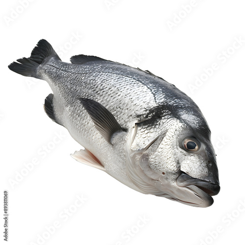 [Transparent Background PNG]Fresh Black Sea Bream Fish on White Background