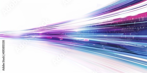 Abstract futuristic speed motion blur background with light streaks and digital technology elements