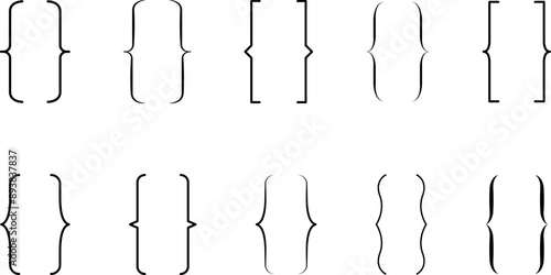 Braces or curly brackets icon. Curly braces, double symmetric brackets. Vector Typography symbols pair, frames for punctuation, maths, elements sign for text quote.