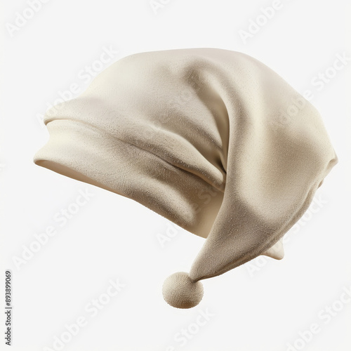 Soft Beige Sleep Cap with Pom Pom - A soft beige sleep cap with a pom pom on the end of the long tail. This cap is perfect for keeping your hair out of your face while you sleep. It is also great for 