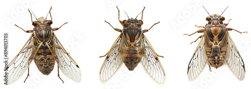 Three Cicadas in a Row, Close Up.