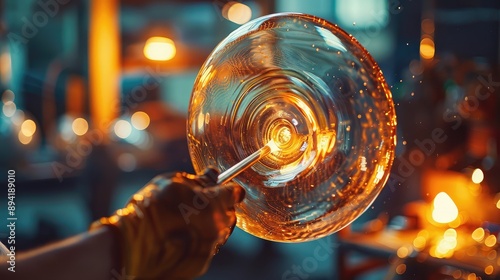 Artisan Creating Intricate Glassware in a Workshop