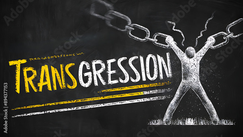 Illustration of a person breaking free from chains, symbolizing transgression