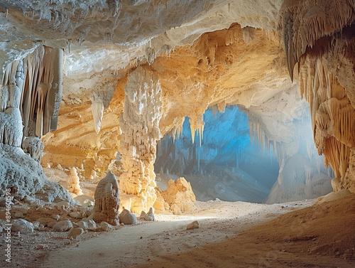 A Stalactite-Filled Cave in the Bahamas