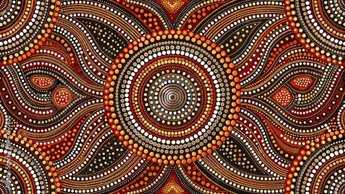 Traditional Australian Aboriginal tribal pattern with intricate dots and lines, aboriginal, indigenous, culture, art