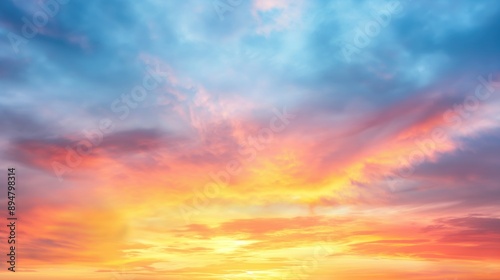 Sunset clouds, vibrant sky element, impressionist style, warm hues